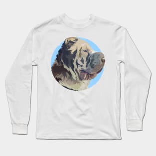 Cute Shar Pei Gemma Stylized Portrait Art Long Sleeve T-Shirt